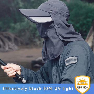 防晒帽男3PCS Men Bucket Hat with Shawl and Face Cover Summer Anti-UV Outdoor Hiking Fishing Hat Removable Face Neck Protection Panama
