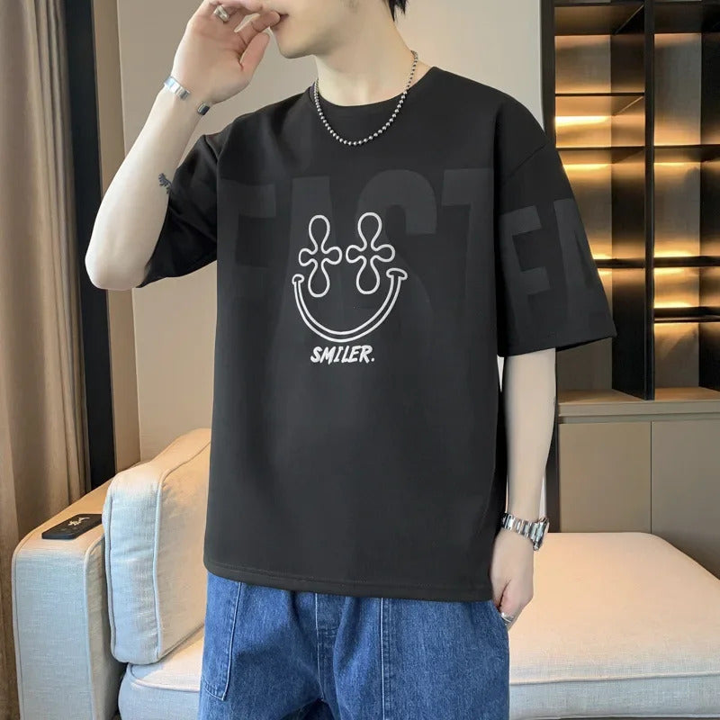 T恤男Fashionable Summer T-Shirt Short Sleeves Casual Style Korean Version Loose Fit Plus Size Men's Shirt Celeste Year Lose Fit Versa