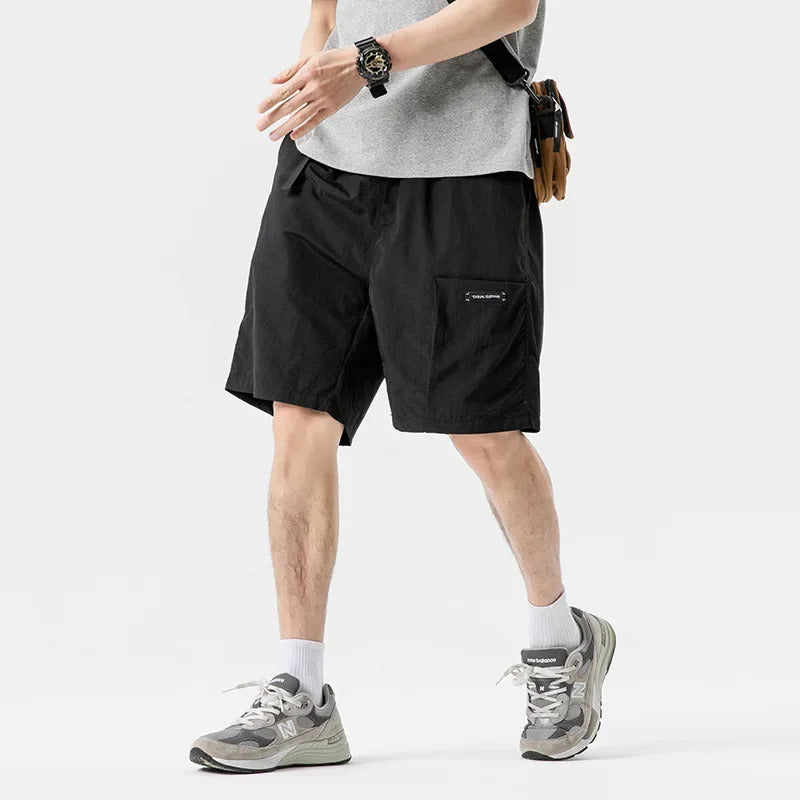 短裤男Rumen Summer Outdoor Casual Black Men's Loose Straight Basketball Sport Versatile Five-Quarter Length Shorts
