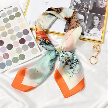 丝巾女New 70x70cm Women Multifunction Polyester Silk Scarf Lovely Dogs Printed Satin Small Square Wraps Scarves Shawl Animal Shawls