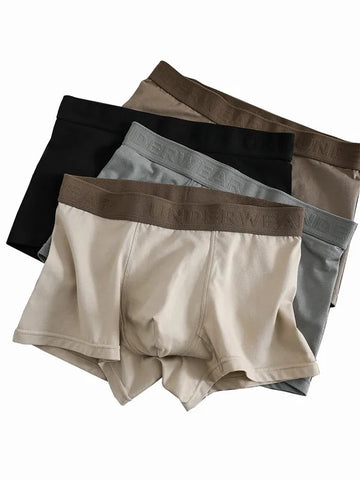 内衣男4PCS men's cotton underwear boxers teenagers pure color breathable male student personality underwear