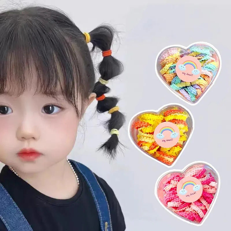 发饰50pcs Love Box Packed Colorful Lace Hair Bands For Girls Children Lovely Hair Rope Rubber Bands Hairband Kids Hair Accessories