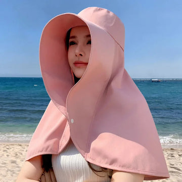 帽子女Women's Summer Large Hat Glacier Cap Sun Protection Neck And Shoulder Cover Driving Tool Travel Sunshade Scarf Windproof