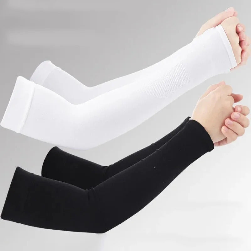 防晒冰袖女2pcs Outdoor Cycling Long Finger Ice Silk Cool Arm Sleeves Ice Silk Sleeves Breathable Quick Dry UV Sunscreen Cuff Accessories