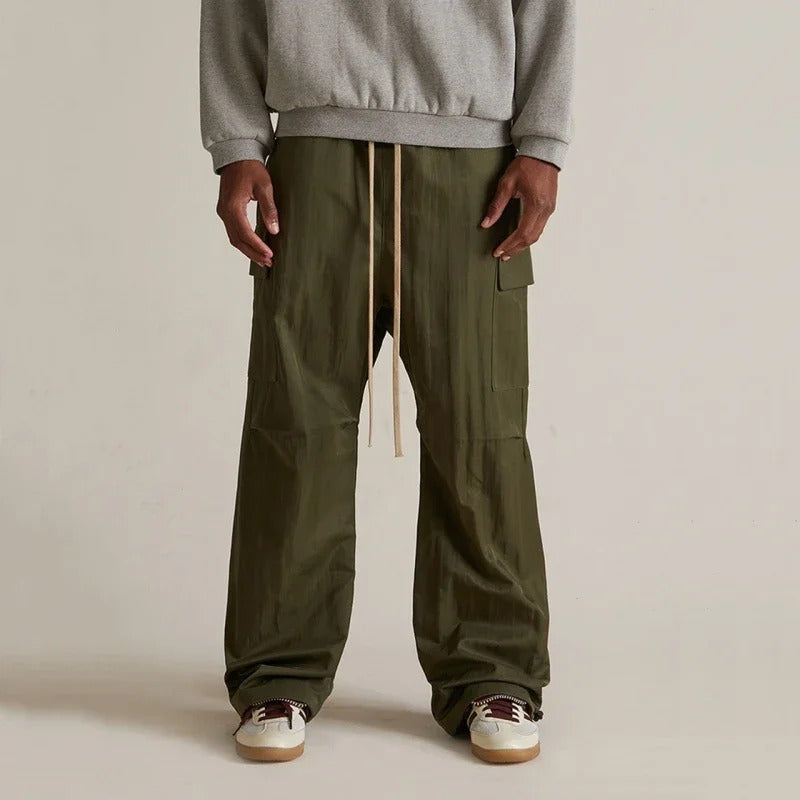 休闲裤男Fall24 Fog Multi-Pocket Drawstring Woven Trench Casual Workwear Pants Men Women's Trendy Autumn/Winter Loose Fit
