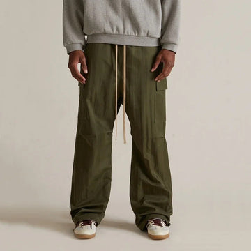 休闲裤男Fall24 Fog Multi-Pocket Drawstring Woven Trench Casual Workwear Pants Men Women's Trendy Autumn/Winter Loose Fit