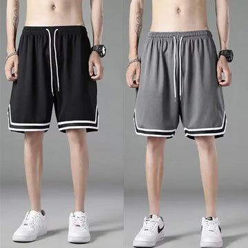 短裤男Ice Silk Men's Shorts American Style Loose Fit Sports Mesh Quick Dry Running Fitness Basketball Versatile Pants Casual Shorts