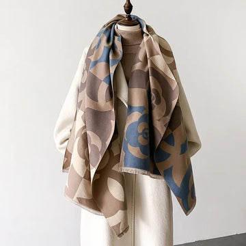 丝巾女2024 Luxury Design Floral Print Thick Cashmere Scarfs Women Warm Lady Pashmina Large Winter Wrap Shawl Bufanda Poncho Tassels