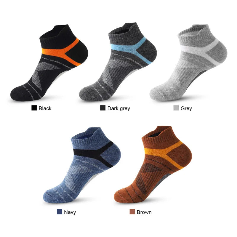 5 Pairs High Quality Socks Men Summer Outdoor Casual Cotton Socks Short Breathable Black Ankle Socks Run Sports Socks Size 38-45男士袜子