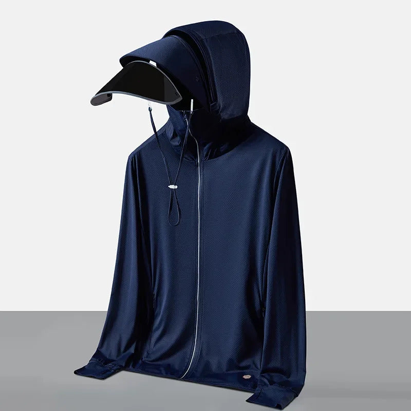 防晒衣男2024 New Couple Sunscreen Clothes Hooded Removable Strap Men's Skin Clothes Summer Thin Couple Sunscreen Clothes Casual Loose Fi