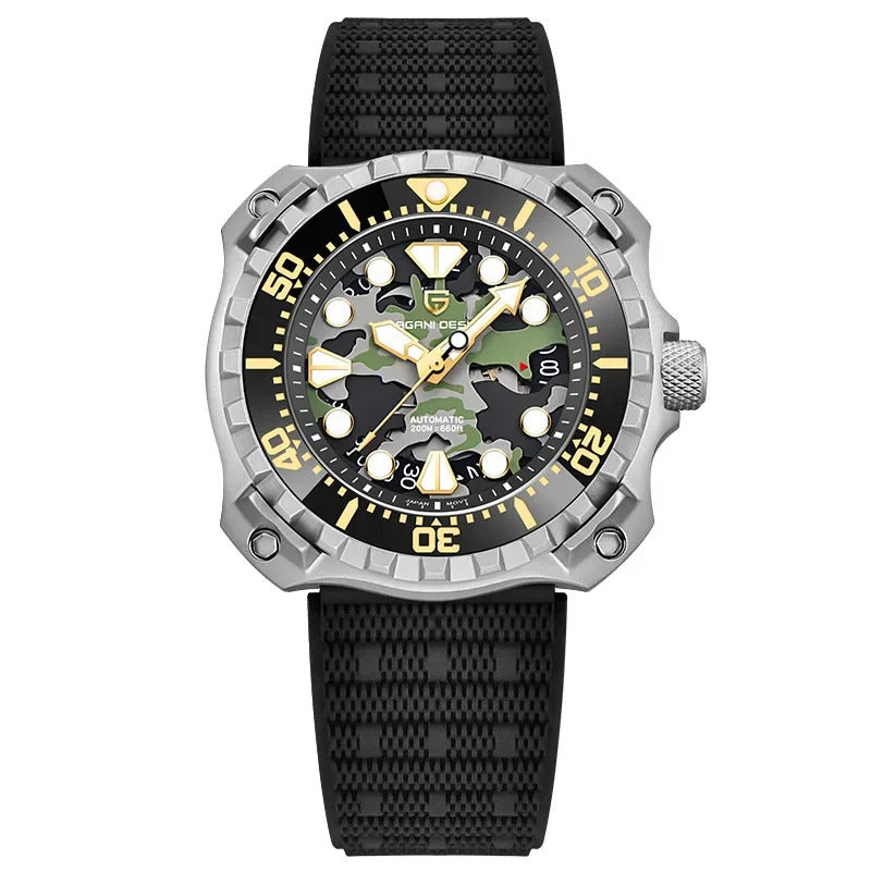 手表男手表男Paganidesign Men's Camouflage Nightlight Waterproof Calendar Automatic Mechanical Watch Y009 Style With Luminous Hands And Date