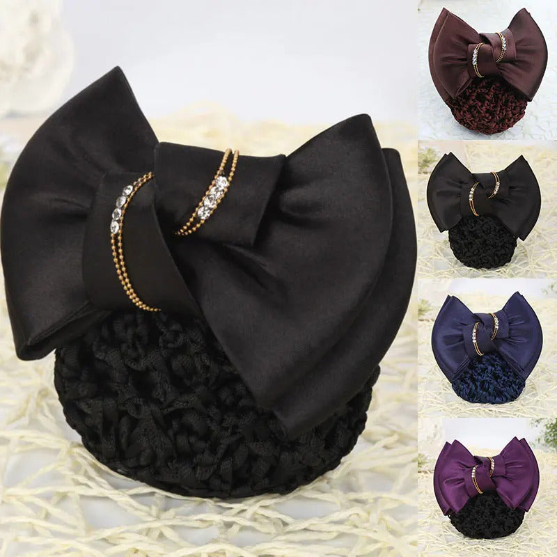 发饰New Lady Hairgrips Double Bow Crochet Bun Net Hair Clips Snood Bow Hairpins Lace Bow Hair Net Hair Bun Bow Tie Hair Accessories