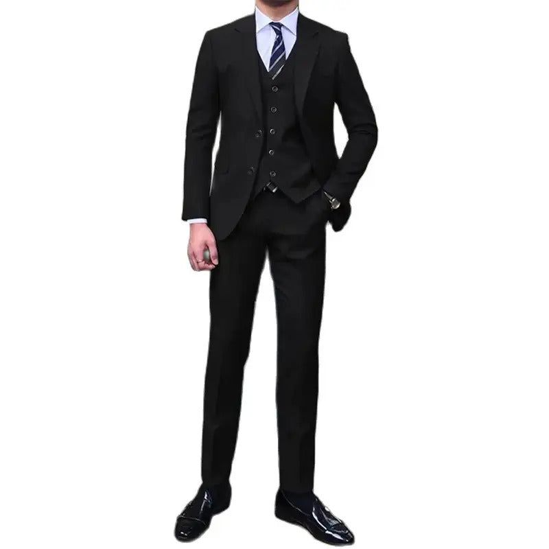 礼服男Formal Black Men Suits High Quality Single Breasted Notch Lapel Regular Length 3Piece Jacket Pants Vest Male Clothing Blazer