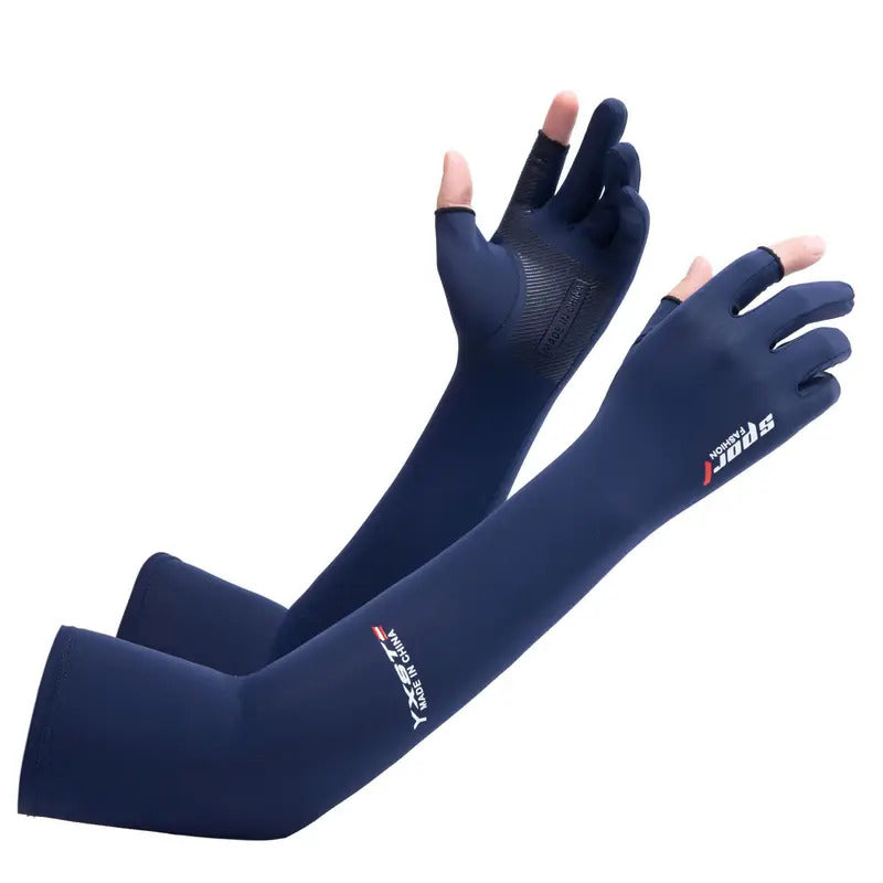 防晒冰袖女Outdoor Sports Cycling Summer Sunscreen Ice Feeling Long Gloves