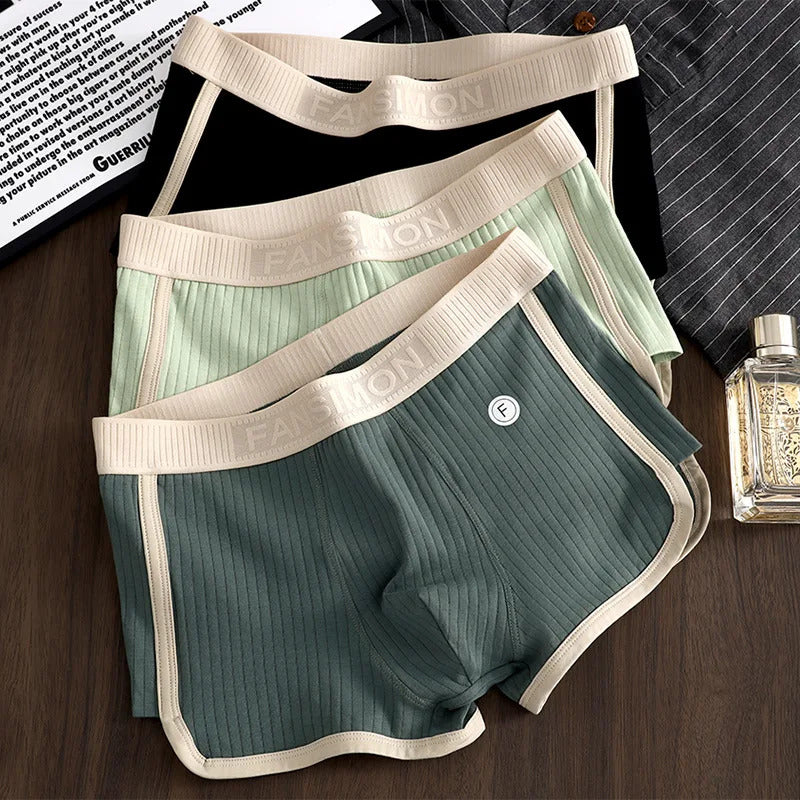 内衣男New Boxer Men Underwear Striped Pure Cotton Breathable Boxershort Mens Boxers Men's Mid-waist Four Corner Pants Size L-3XL