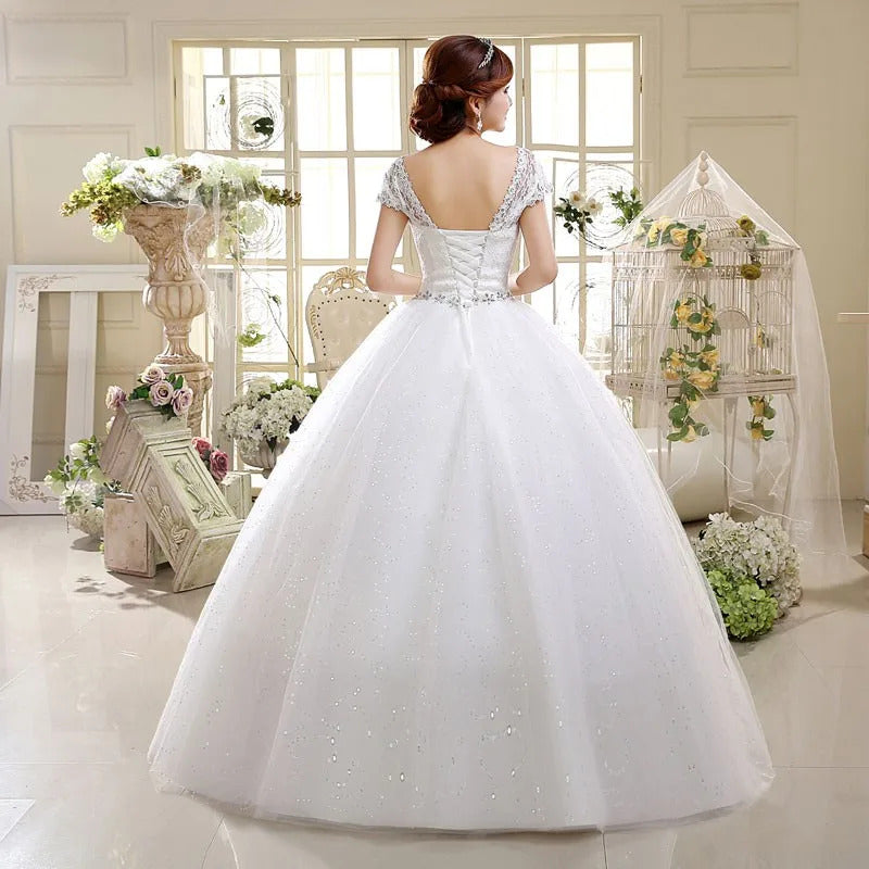 礼服女Classic Cheap Cap Sleeve Korean Style Short Lace Fashion Simple Bridal Gowns Crystal Wedding Dresses 2024 Vestido Casamento