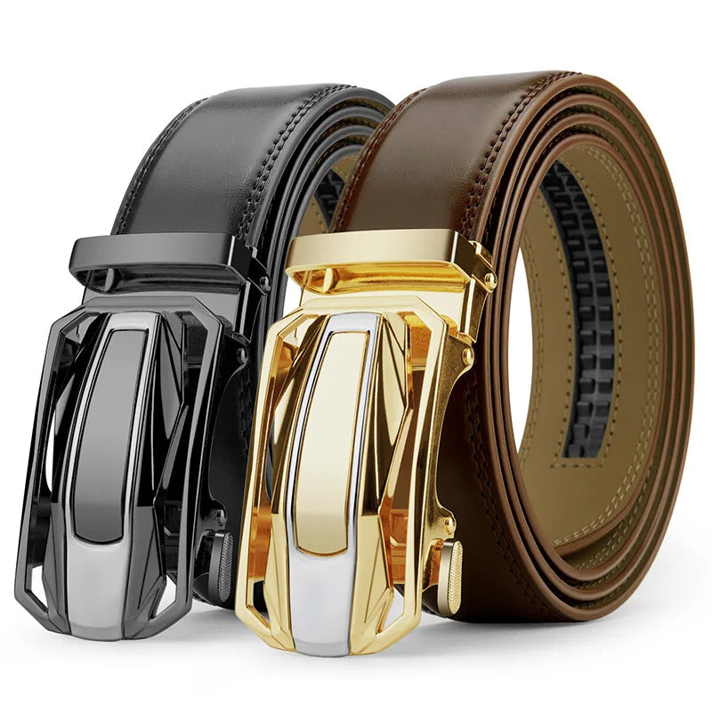 腰带Genuine Leather Belt for Men, Adjustable Buckle Dress Belt, Stylish Business and Casual Waist Belt, Black/Brown