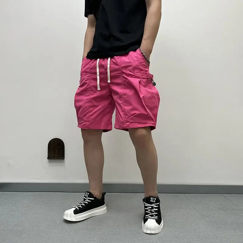 短裤男Men's Quick Dry Loose Fit Casual Shorts Fashionable Trendy Brand Beach Pants Summer Thin Workwear Versatile Pants