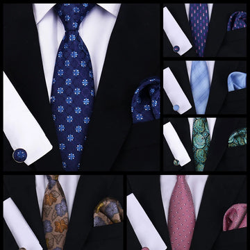 领带男Tie For Men Classic Plaid Handkerchiefs Red Necktie Cufflinks For Men Blouse Business Wedding Accessories Women Collar Man Gift