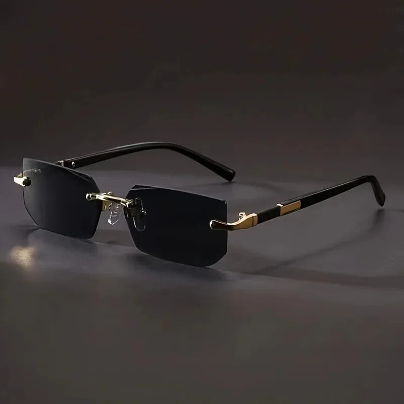 太阳镜男1pc Rimless Sunglasses Rectangle Women Men Shades Small Square Sun Glasses For Female Male Beach Vacation Travel Eyewear