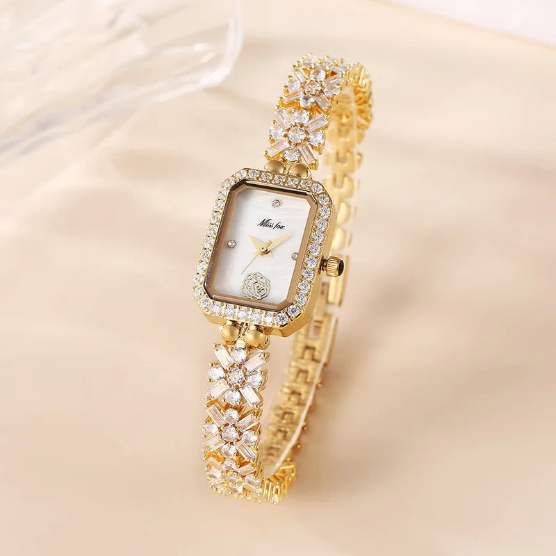 手表女UTHAI Women Watch Light Luxury Diamond Copper Watch Strap High Grade Feel Bracelet Waterproof Ladies Fashion Quartz Watches gift