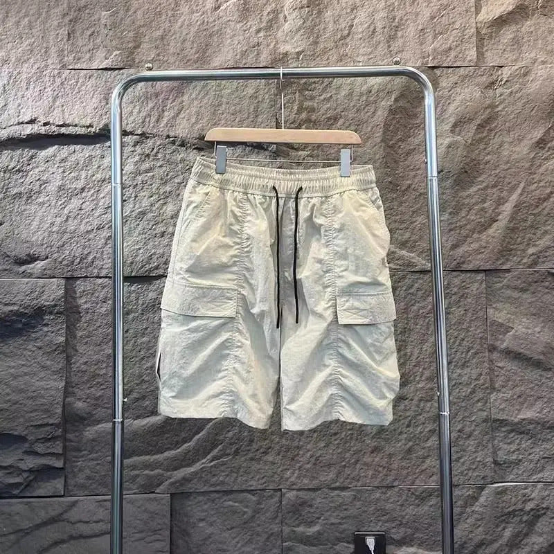 短裤男Summer Cargo Shorts Men Fashion Casual Multi-pocket Sport Shorts Elasticated Waist Outdoor Comfortable Loose Knee Length Shorts