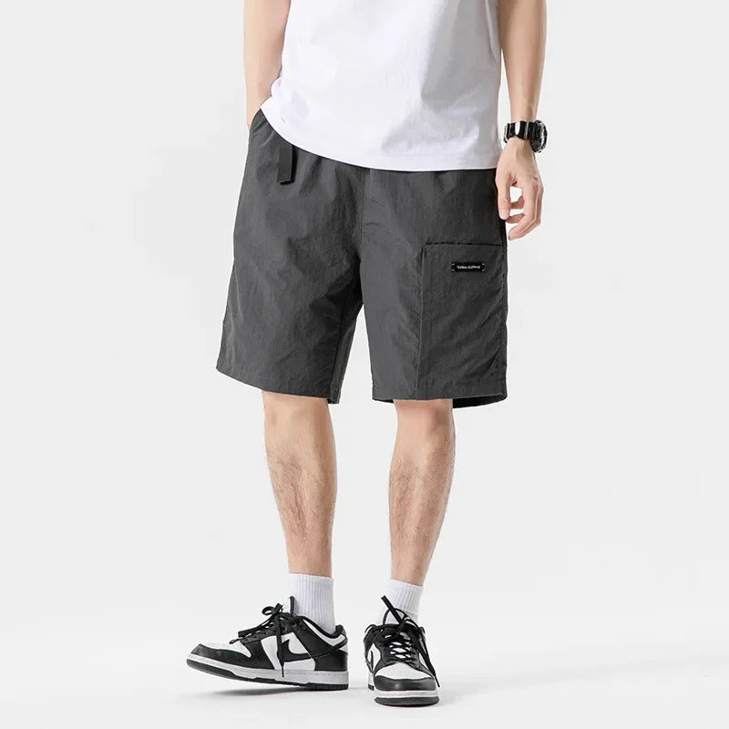 短裤男Rumen Summer Outdoor Casual Black Men's Loose Straight Basketball Sport Versatile Five-Quarter Length Shorts