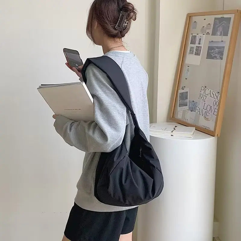 包包New Casual Nylon Women Bags Shoulder Bag Woman Crossbody Bag Hobo Bags Dumpling Bag Large Capacity Female Half Moon Totes