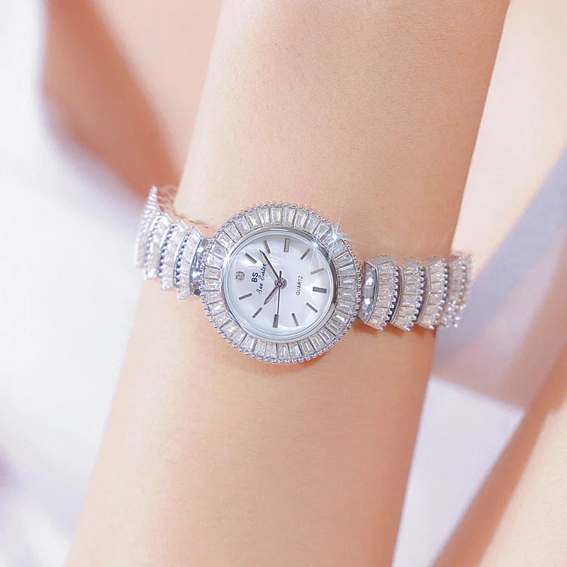 手表女UTHAI Women Watch Light Luxury Brand Female Bracelet Exquisite Mermaid Full Diamond Waterproof Ladies Fashion Quartz Clock Watch