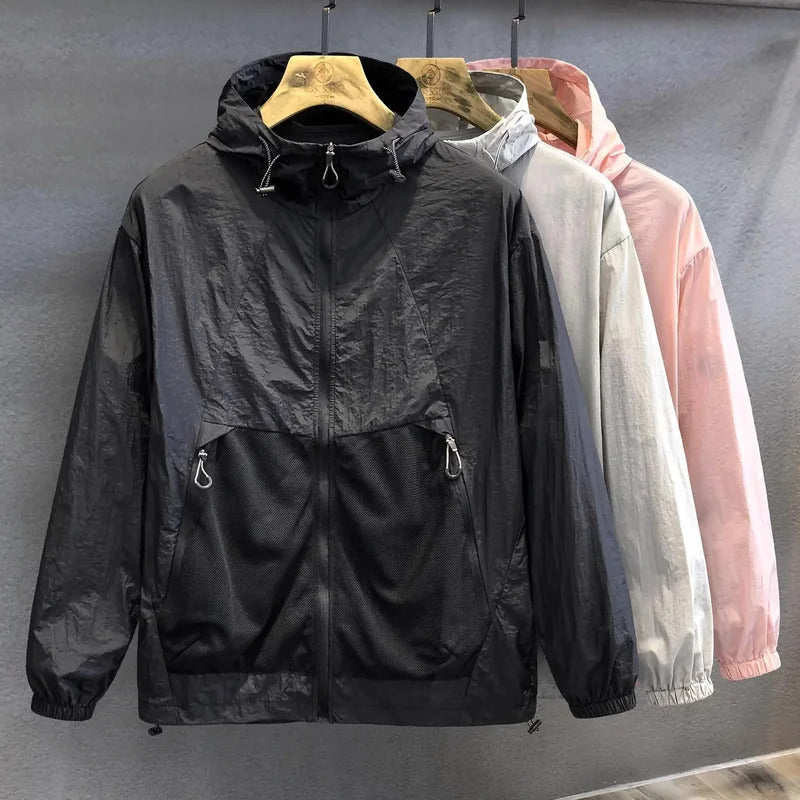 防晒衣男Hooded Sun Protection Jacket For Men Loose Fit Versatile Casual Top Anti Uv Protection Summer Fashionable Cardigan
