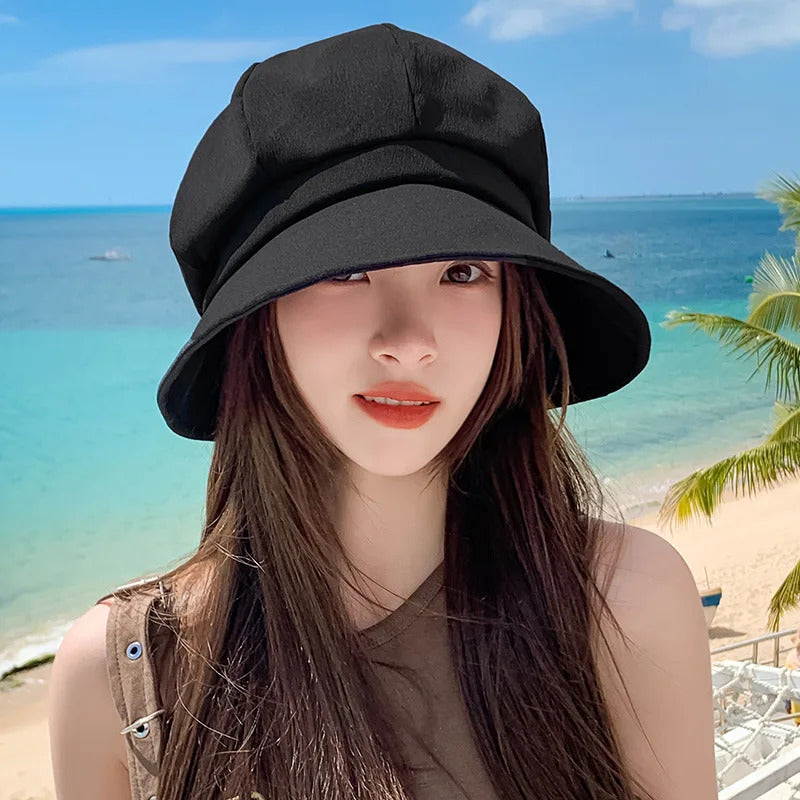 帽子女Korean Solid Color Women Bucket Hat Spring Summer Outdoor Large Brim Sunscreen Cap For Female Girl Beach Tour Sloughy Pile Caps