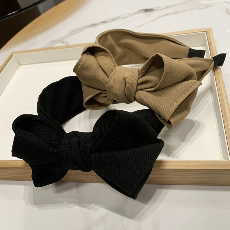 发饰Solid Color Head Hoop Hair Accessories Double Layer Bows Headband Big Bowknot Side Knot Hair Hoop Wide Brimmed Hairbands DIY
