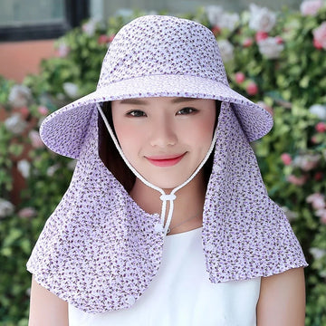 帽子女Floral Print Sun Hats For Women Big Head Camouflage Visor Hat Wide Brim UV Protection Beach Cap Female Cap 2021