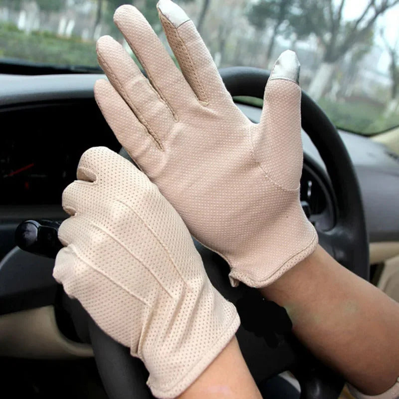 防晒手套女New Men Women Summer Outdoor Sports Fitness Cycling Sunscreen Short Sun Gloves Thin Cotton Fashion Half Finger Driving Gloves