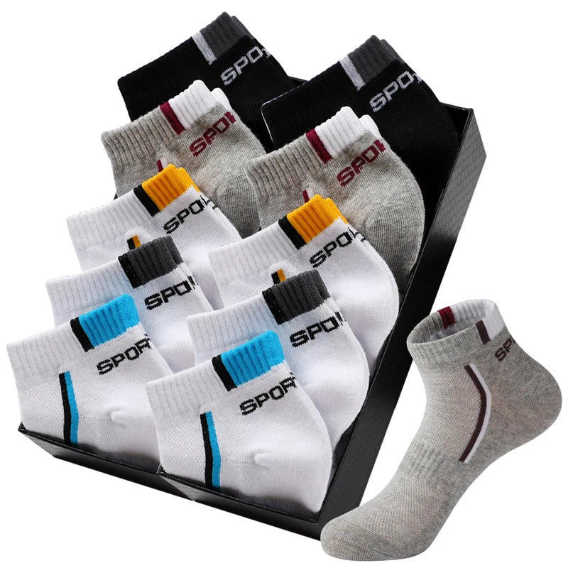 5Pair High Quality Men Ankle Socks Black Casual Sports Socks Men's Cotton Socks Summer Men Socks Thin Cut Short Sock   Size38-45男士袜子