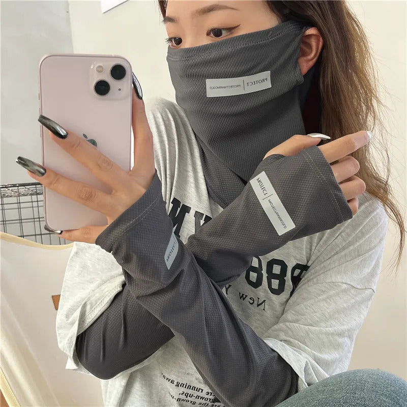 防晒冰袖女Large Size Ice Sleeves for Men's Sun Protection Japanese Summer Outdoor UV Protection Loose Arm Sleeves Driving Outdoor Gloves