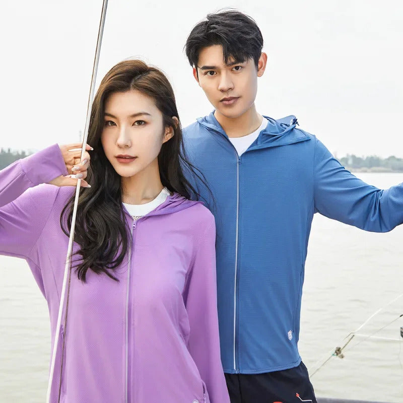 防晒衣男New UPF50+ Couple Sunscreen Clothes Men's Ice Silk Fishing Sun Protection Jacket Women's Style Anti-UV Summer Thin Skinwear