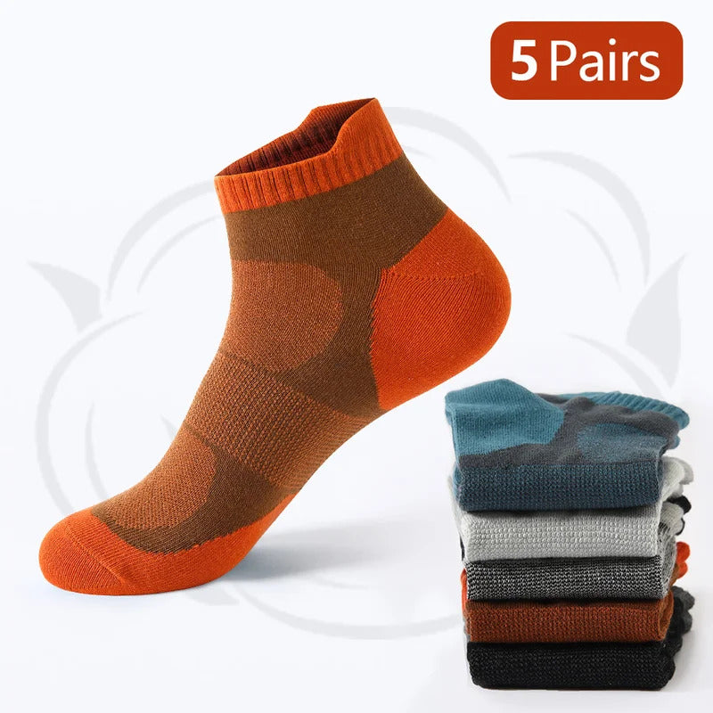 5 Pairs High Quality Men Ankle Socks Breathable Cotton Sports Socks Mesh Casual Athletic Summer Thin Cut Short Sokken Plus Size男士袜子