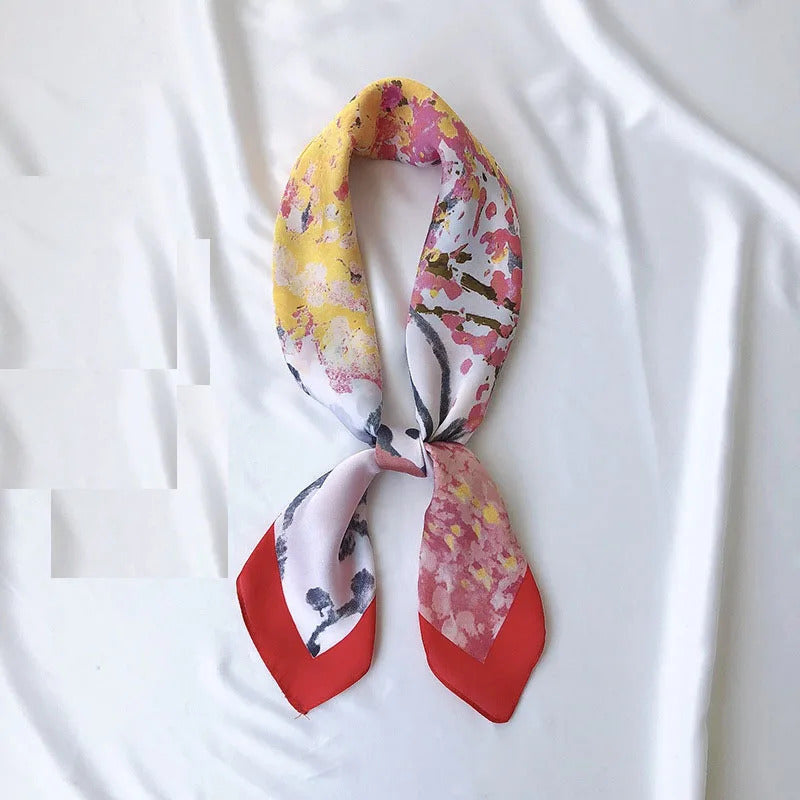 丝巾女Yishine New 70*70cm Silk Finish Abstract Lucky Tree Printing Brand Women Luxury Scarf