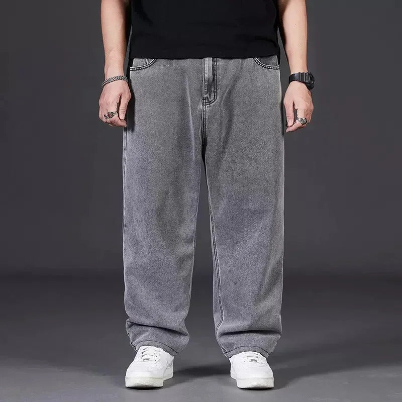 牛仔裤男Casual Loose-fit Straight-leg Men's Jeans Yellow Mud Resistant Wear-resistant Petite Jeans For Middle-aged Youths