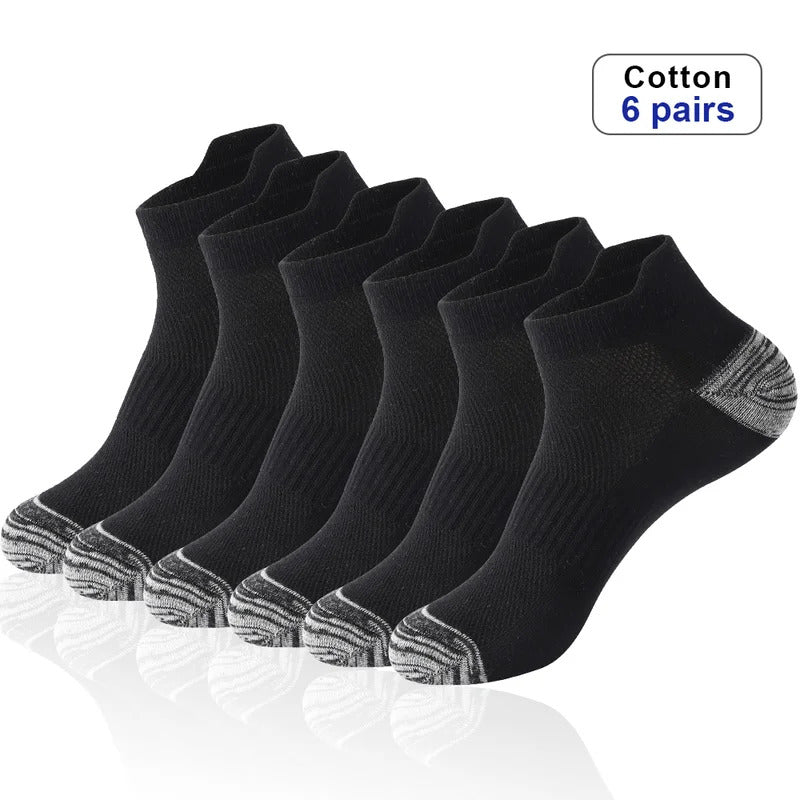 6 Pairs High Quality Men Ankle Socks Breathable Cotton Sports Socks Mesh Casual Athletic Summer Thin Cut Short Sokken Size 38-48男士袜子