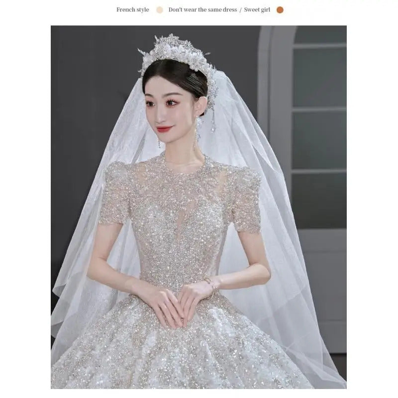 礼服女Customized High Neck Luxury Dubai Sweetheart Wedding Dresses 2025 New Princess Sparkly Appliques Bridal Gowns Vestidos De Novia