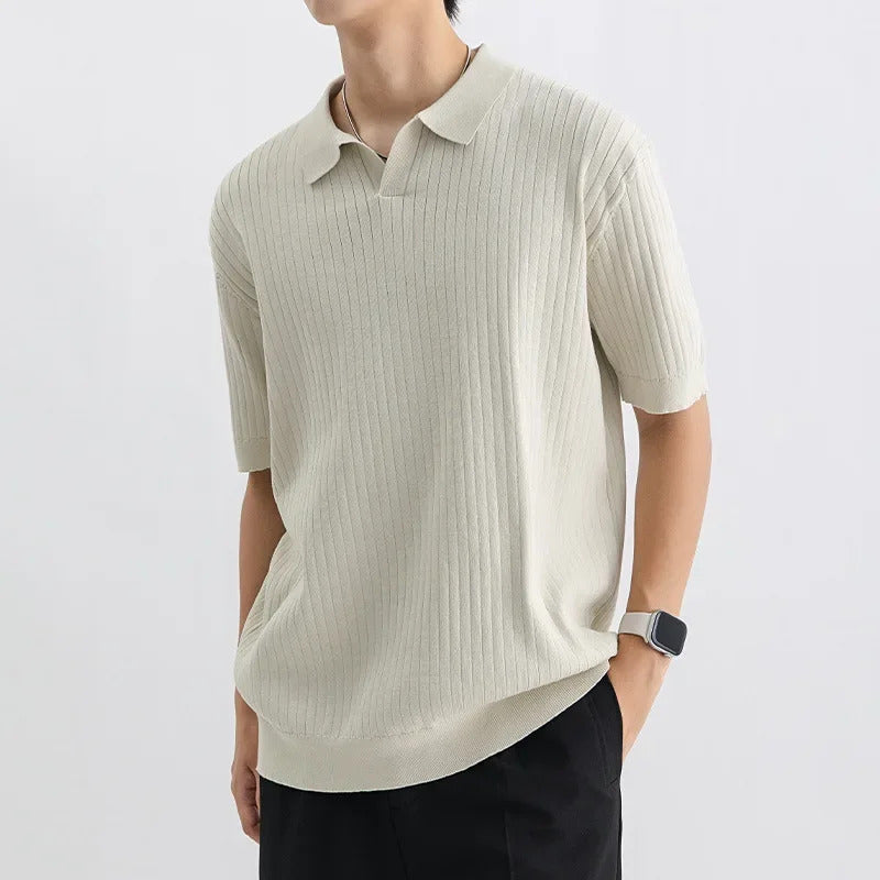 POLO男Men's High-End Ice Silk Polo Shirt Short Sleeves Breathable Casual T-Shirt Lapel Collar Summer Fashion