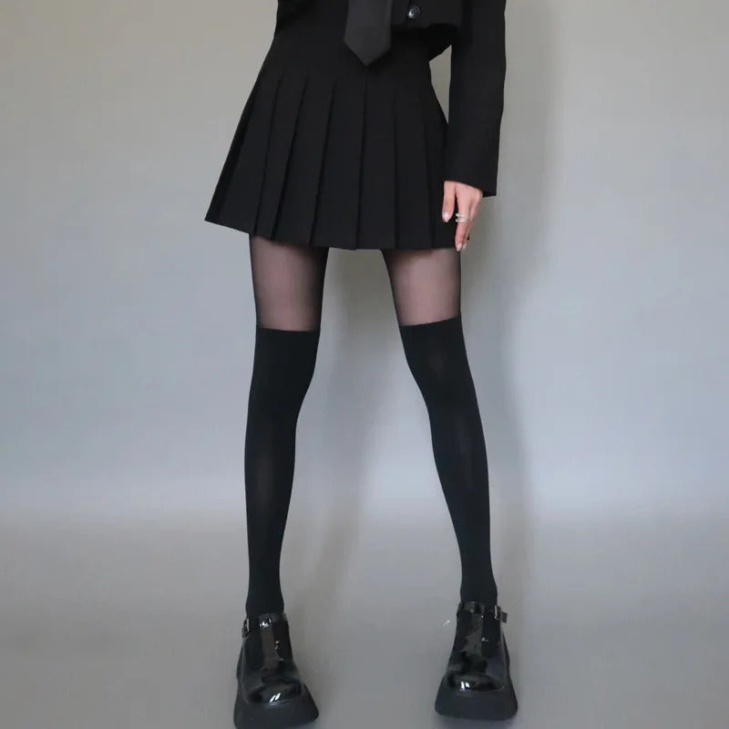 丝袜Spring/Summer Stockings Woman Thin Lolita Splicing Pantyhose Tights Black Sexy Leggings Lingeries for Woman