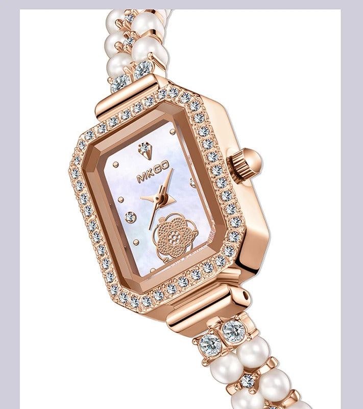 手表女UTHAI W40 Watch For Women Pearl Fritillary Square Waterproof Fashion Luxury Amethyst Diamond inlaid Lady Bracelet Wristwatches