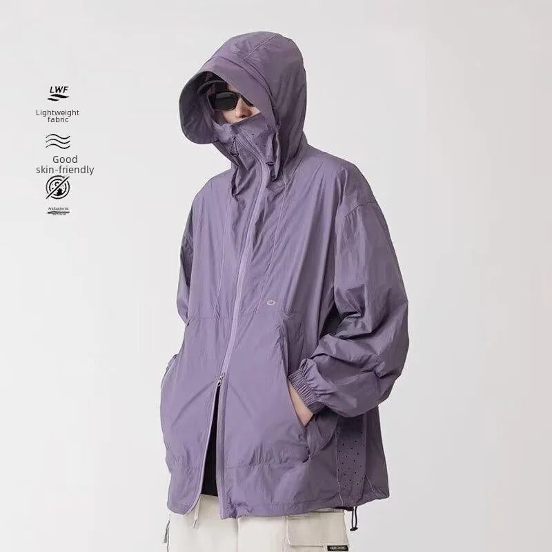 防晒衣男Trendy Casual Fashionable Versatile Lightweight Skin Coat Jacket For Men Summer Outdoor Sun Protection Sporty Fleece Vest