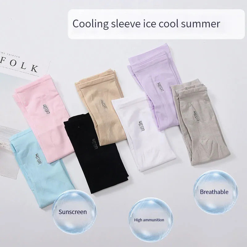 防晒冰袖女Cool Cycling Sleeve Sport Cooling Arm Sleeves Anti-sunburn Sunscreen Uv Sports Safety Fitness Body Building Entertainment
