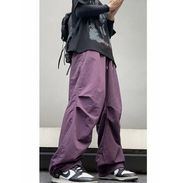 休闲裤男Trendy American Style Vintage Parachute Pants Men Women Casual Oversize Purple Hip Hop Straight Leg Trousers New Arrival