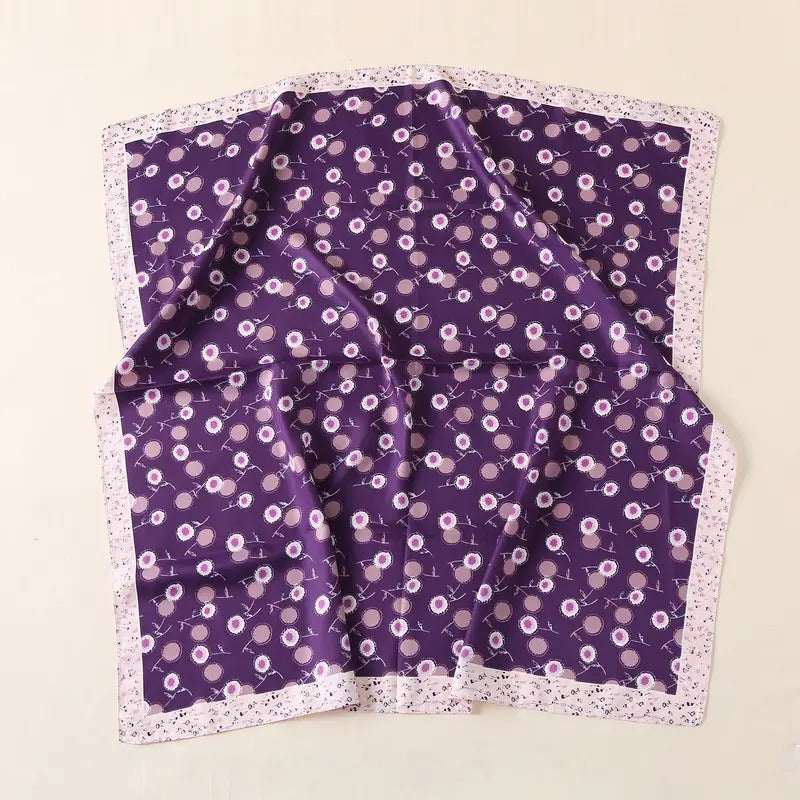 丝巾女New 70x70cm Women Multifunction Polyester Silk Scarf Sweet Cherry Printed Casual Satin Small Square Wraps Scarves Shawl 2023