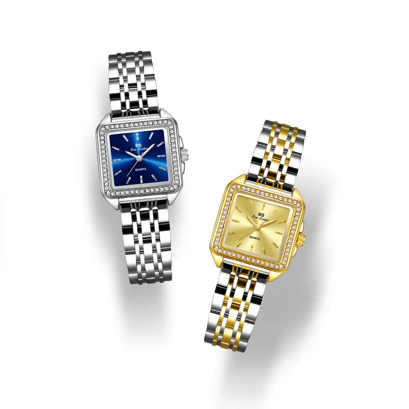 手表女UTHAI Watch Women Authentic Light Luxury and Simple Elegance Gold Square Wristwatch Steel Band Ladies Fashion Quartz Watches